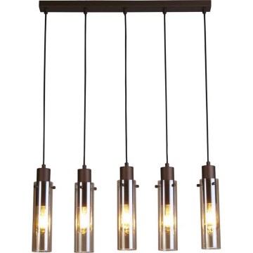 Searchlight - Pakaramā lustra uz troses SWEDEN 5xE27/60W/230V brūna/dūmakaina