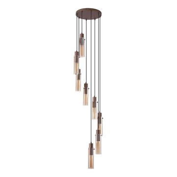 Searchlight - Pakaramais gaismeklis uz kabeļa SWEDEN 8xE27/60W/230V brūns/dūmakains