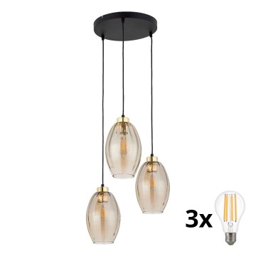 SEBO pakaramā lustra uz troses 3xE27/15W/230V melna/dūmakaina bēša