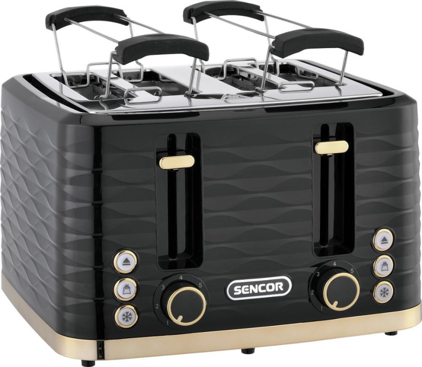 Sencor - 4 šķēļu maizes grauzdētājs 1600W/230V melns/bēšs