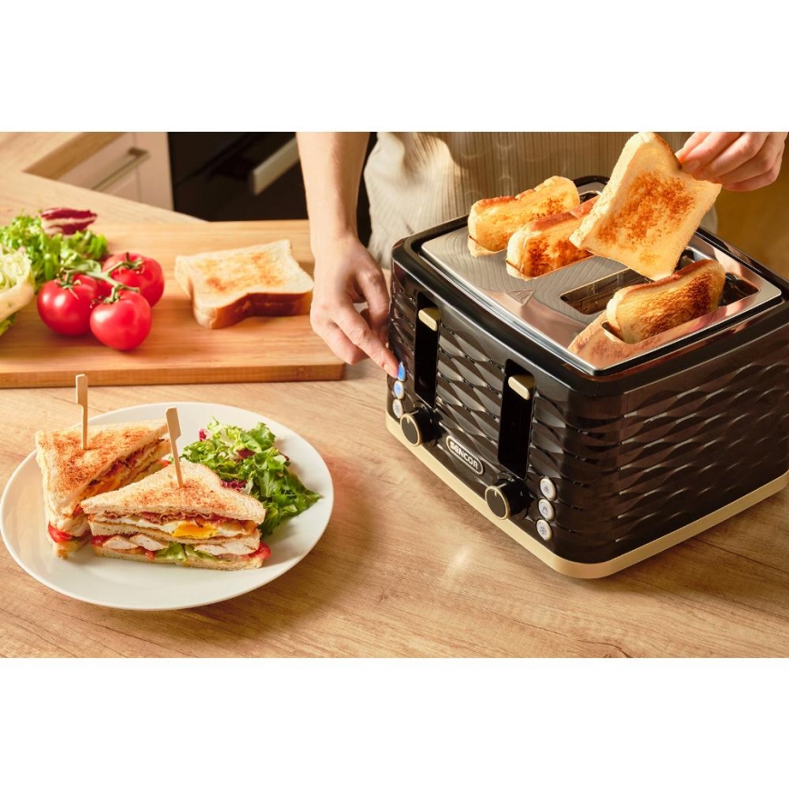 Sencor - 4 šķēļu maizes grauzdētājs 1600W/230V melns/bēšs