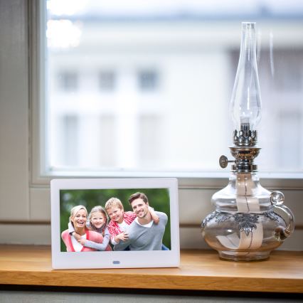 Sencor - 7 digitālais foto rāmis ar skaļruni, 230V, balts + tālvadības pults