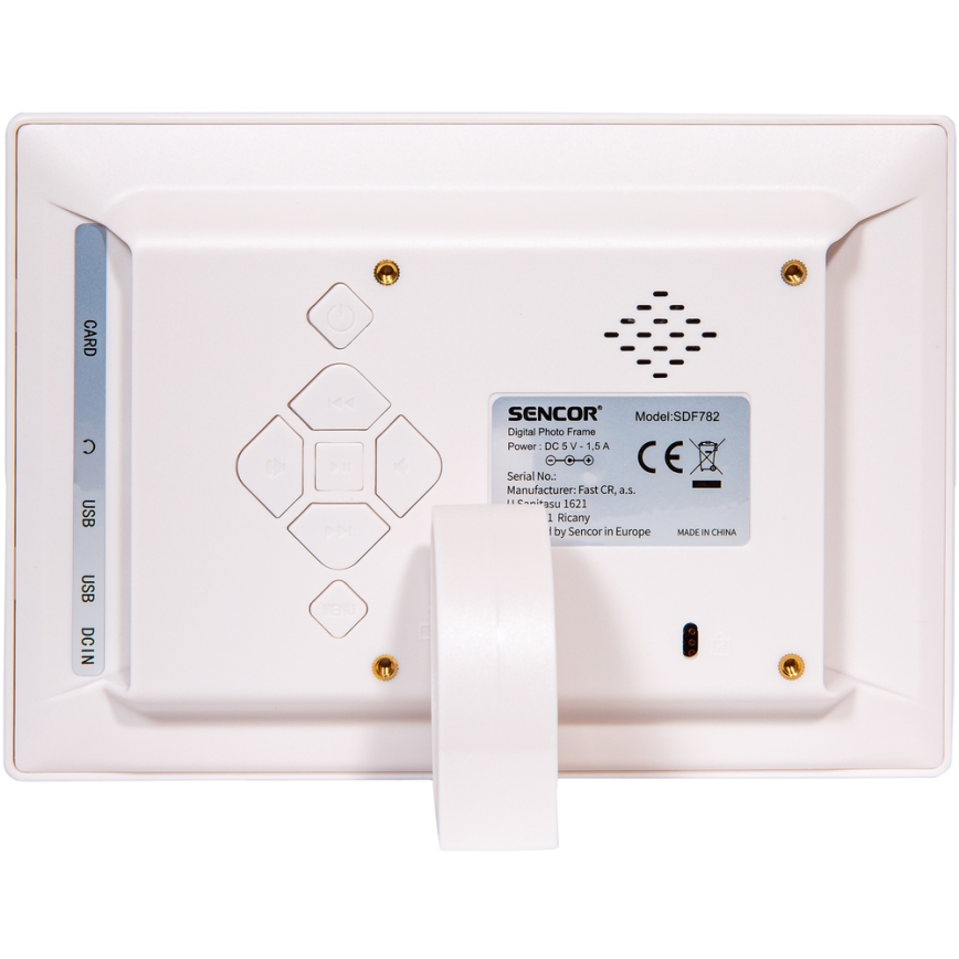 Sencor - 7 digitālais foto rāmis ar skaļruni, 230V, balts + tālvadības pults