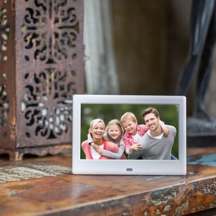 Sencor - 7 digitālais foto rāmis ar skaļruni, 230V, balts + tālvadības pults