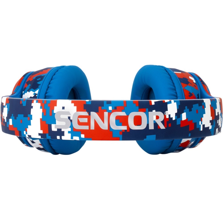 Sencor - Bezvadu austiņas ar mikrofonu 3,7V/400 mAh zilas/sarkanas