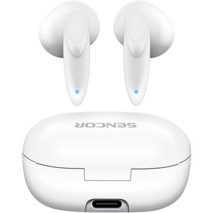 Sencor - Bezvadu earphones 230 mAh + 2x 25 mAh IPX4 balta