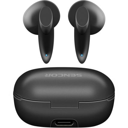 Sencor - Bezvadu earphones 230 mAh + 2x 25 mAh IPX4 melna