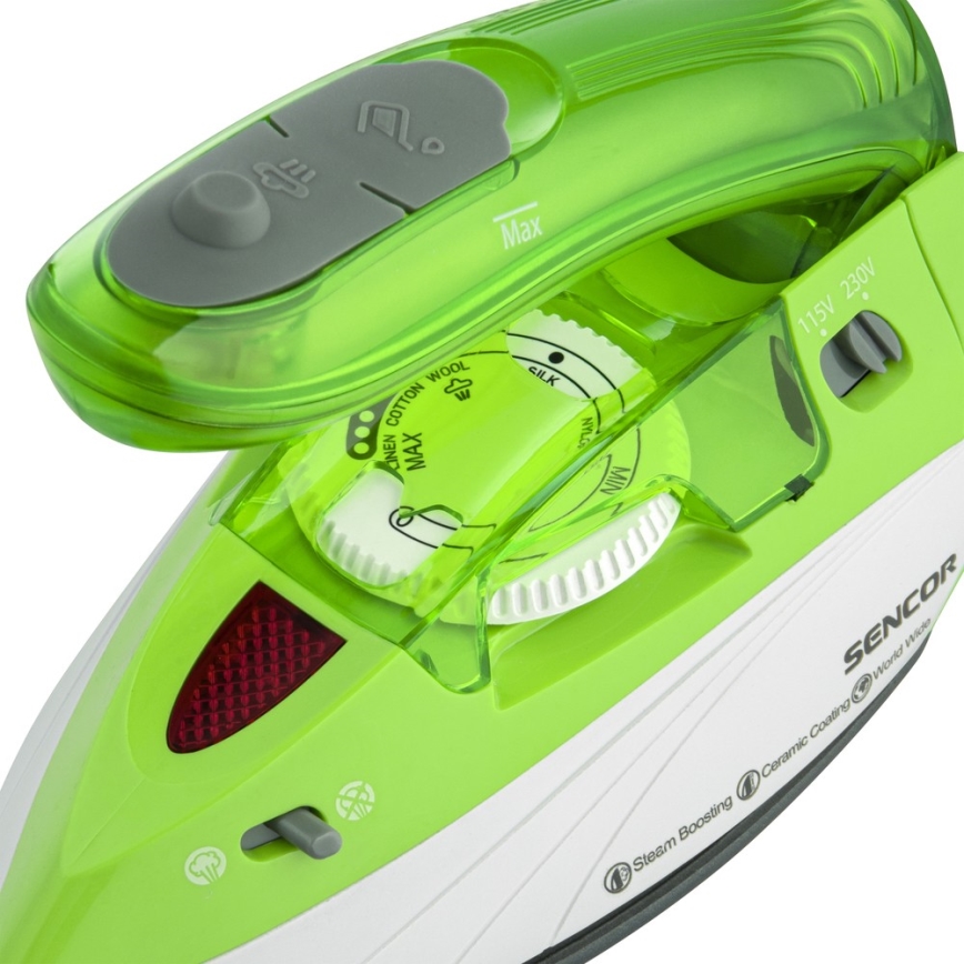 Sencor - Ceļojuma tvaika gludeklis 1100W/115V/230V zaļš
