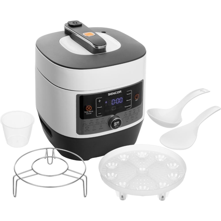 Sencor - Daudzfunkcionāls elektriskā spiediena katls 5,5 l 1000W/230V balta/melna