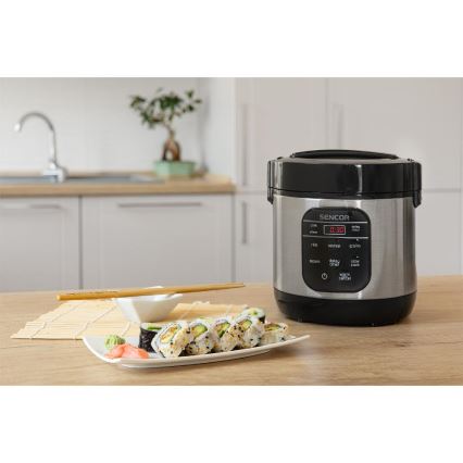 Sencor - Daudzfunkcionāls rīsu vārāmais 350W/230V 0,6 l nerūsējošais tērauds/melns
