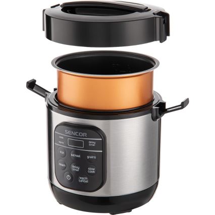 Sencor - Daudzfunkcionāls rīsu vārāmais 350W/230V 0,6 l nerūsējošais tērauds/melns