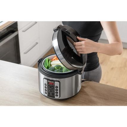 Sencor - Daudzfunkcionāls rīsu vārītājs 700W/230V 1,5 l nerūsējošais tērauds/melns