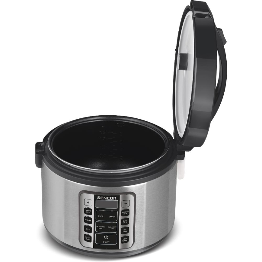 Sencor - Daudzfunkcionāls rīsu vārītājs 700W/230V 1,5 l nerūsējošais tērauds/melns