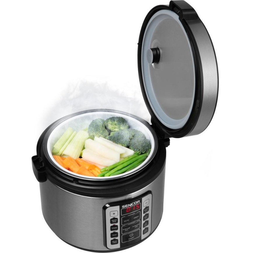 Sencor - Daudzfunkcionāls rīsu vārītājs 700W/230V 1,5 l nerūsējošais tērauds/melns