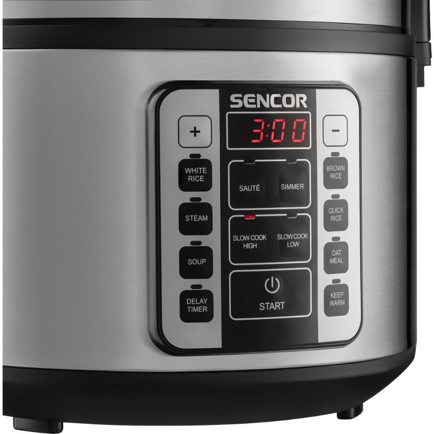 Sencor - Daudzfunkcionāls rīsu vārītājs 700W/230V 1,5 l nerūsējošais tērauds/melns
