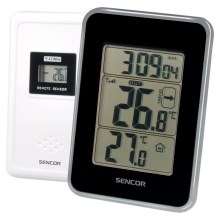 Sencor - Digitālais termometrs ar bezvadu sensoru 2xAAA melns