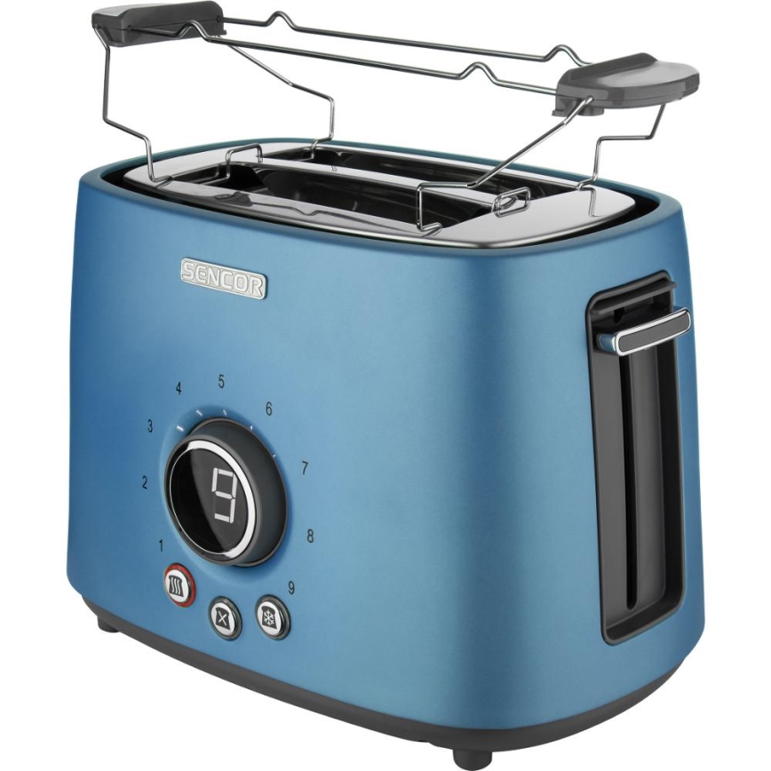 Sencor - divu šķēļu tosteris ar sildīšanas resti 1000W/230V zils