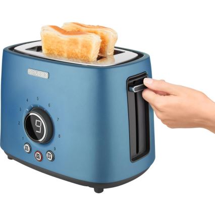 Sencor - divu šķēļu tosteris ar sildīšanas resti 1000W/230V zils