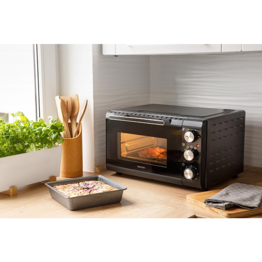 Sencor - Elektriskā cepeškrāsns 20 l 1650W/230V melna