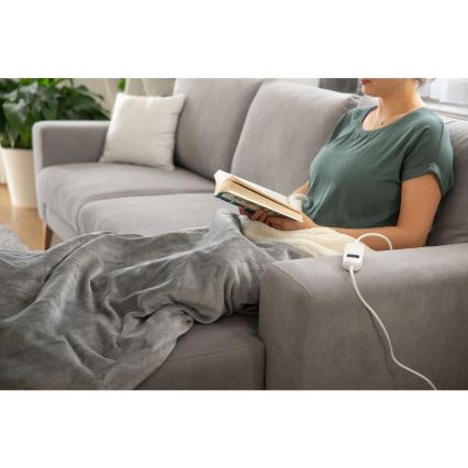 Sencor - Elektriskā sildītā sega 160W/230V 180x130 cm pelēka