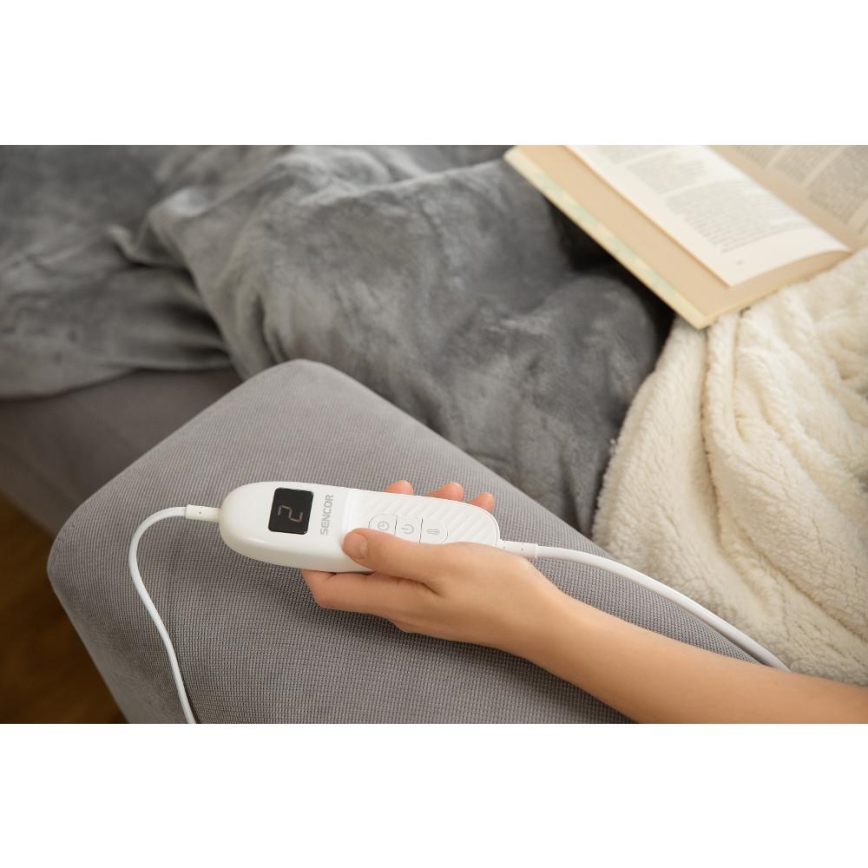 Sencor - Elektriskā sildītā sega 160W/230V 180x130 cm pelēka