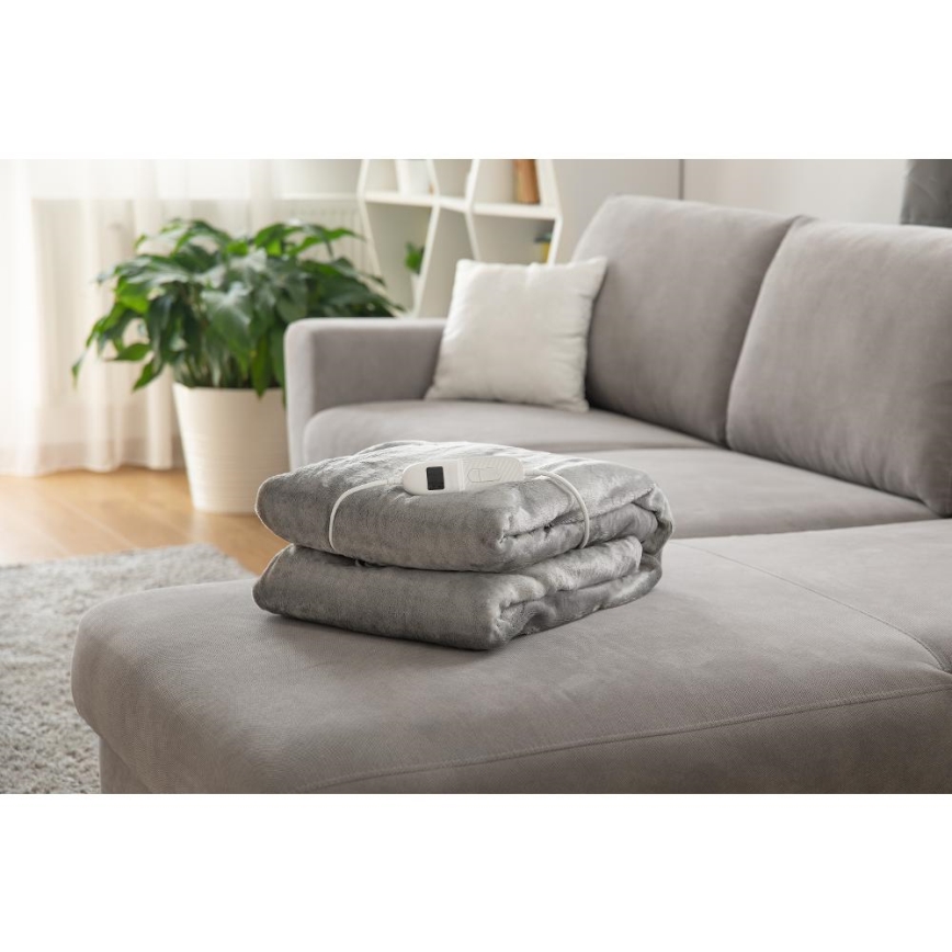 Sencor - Elektriskā sildītā sega 160W/230V 180x130 cm pelēka