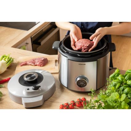 Sencor - Elektriskā spiediena katls ar LCD ekrānu 1100W/230V 10 funkcijas 5,5l