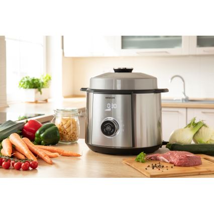 Sencor - Elektriskā spiediena katls ar LCD ekrānu 1100W/230V 10 funkcijas 5,5l