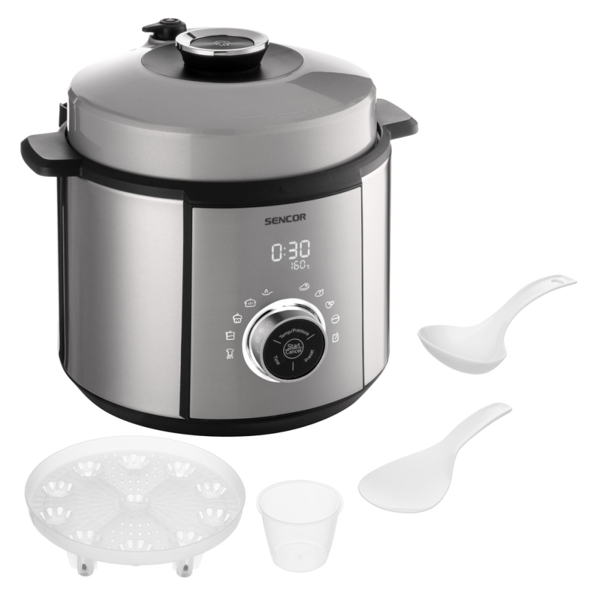 Sencor - Elektriskā spiediena katls ar LCD ekrānu 1100W/230V 10 funkcijas 5,5l