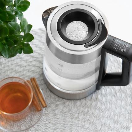 Sencor - Elektriskā tējkanna ar temperatūras kontroli 1,7 l 2200W/230V matēts hroms/melns