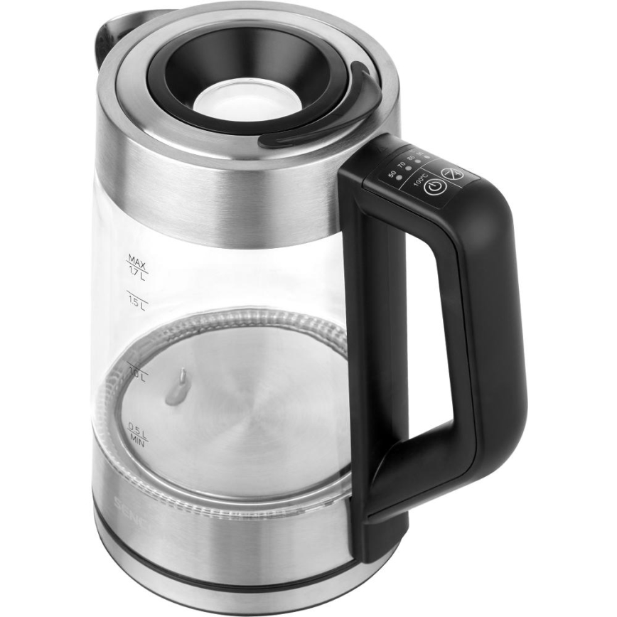 Sencor - Elektriskā tējkanna ar temperatūras kontroli 1,7 l 2200W/230V matēts hroms/melns