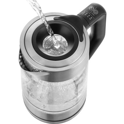 Sencor - Elektriskā tējkanna ar temperatūras kontroli 1,7 l 2200W/230V matēts hroms/melns