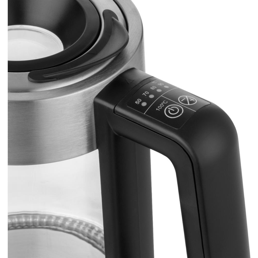 Sencor - Elektriskā tējkanna ar temperatūras kontroli 1,7 l 2200W/230V matēts hroms/melns