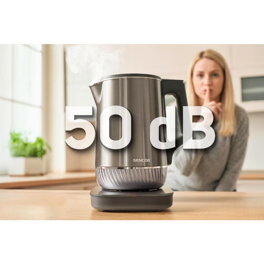 Sencor - Elektriskā tējkanna ar temperatūras regulēšanu 1,7 l 1800W/230V nerūsējošais tērauds