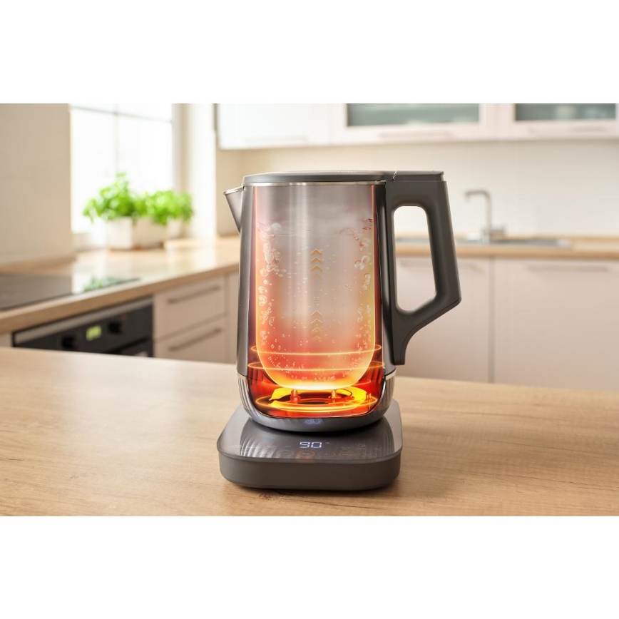 Sencor - Elektriskā tējkanna ar temperatūras regulēšanu 1,7 l 1800W/230V nerūsējošais tērauds