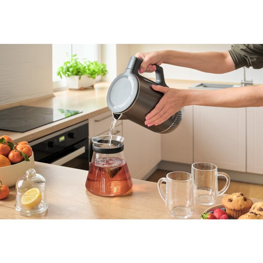 Sencor - Elektriskā tējkanna ar temperatūras regulēšanu 1,7 l 1800W/230V nerūsējošais tērauds