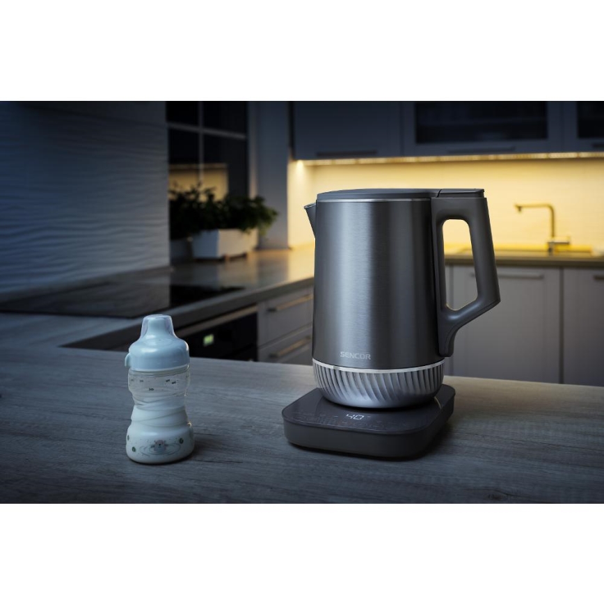 Sencor - Elektriskā tējkanna ar temperatūras regulēšanu 1,7 l 1800W/230V nerūsējošais tērauds