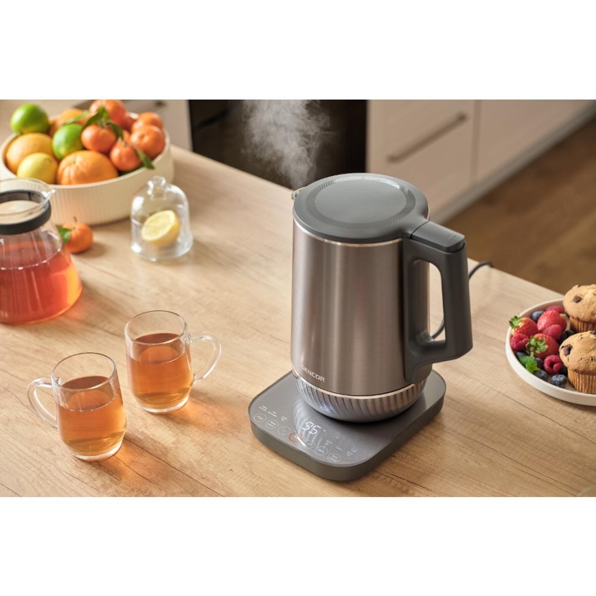 Sencor - Elektriskā tējkanna ar temperatūras regulēšanu 1,7 l 1800W/230V nerūsējošais tērauds