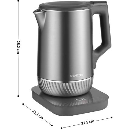 Sencor - Elektriskā tējkanna ar temperatūras regulēšanu 1,7 l 1800W/230V nerūsējošais tērauds