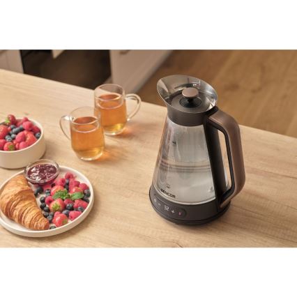 Sencor - Elektriskā tējkanna ar termoregulāciju 1,5 l 2150 W/230 V melna/rožu zelta