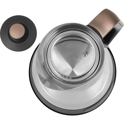 Sencor - Elektriskā tējkanna ar termoregulāciju 1,5 l 2150 W/230 V melna/rožu zelta