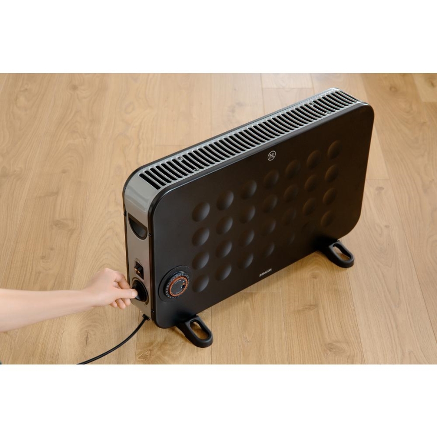 Sencor - Elektriskais sildītājs ar konvektoru 750/1250/2000W/230V termostats IP24 melna