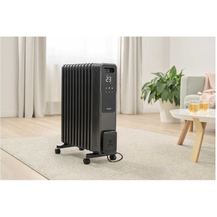 Sencor - Eļļas radiators ar 11 ribām 1000/1200/2400W/230V Wi-Fi melns