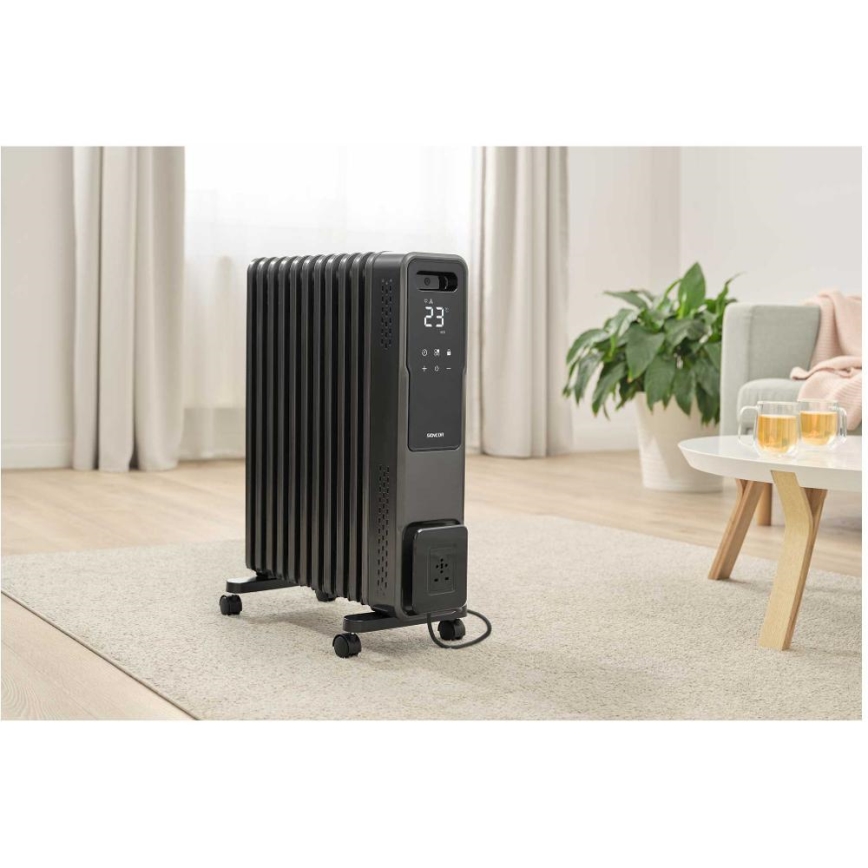 Sencor - Eļļas radiators ar 11 ribām 1000/1200/2400W/230V Wi-Fi melns