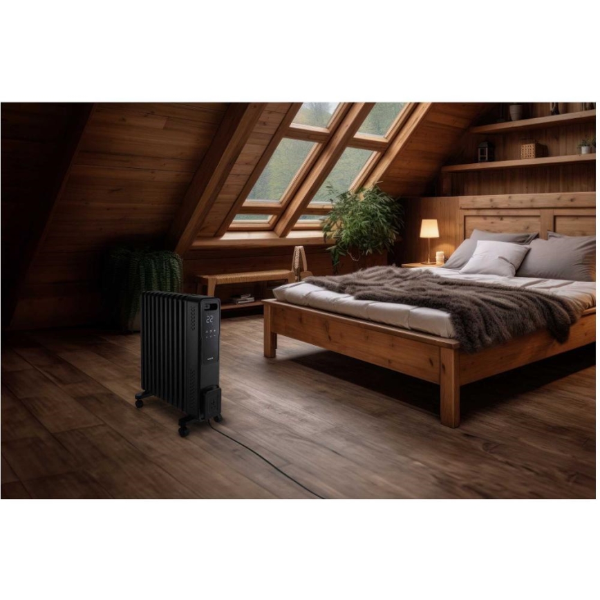 Sencor - Eļļas radiators ar 11 ribām 1000/1200/2400W/230V Wi-Fi melns