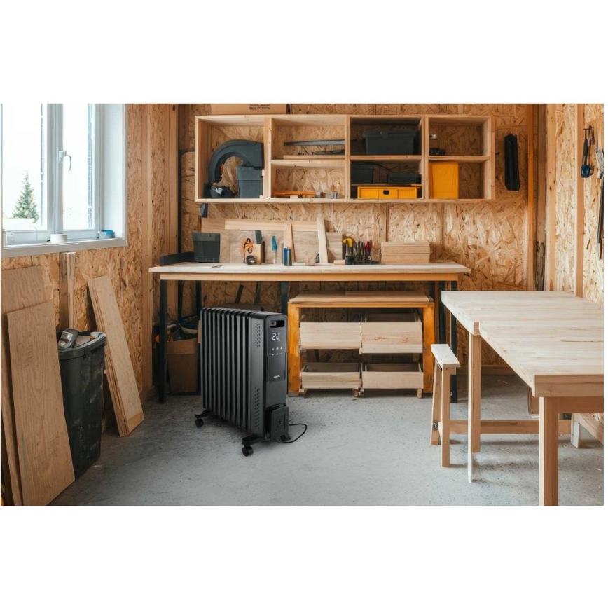 Sencor - Eļļas radiators ar 11 ribām 1000/1200/2400W/230V Wi-Fi melns