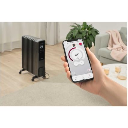 Sencor - Eļļas radiators ar 11 ribām 1000/1200/2400W/230V Wi-Fi melns