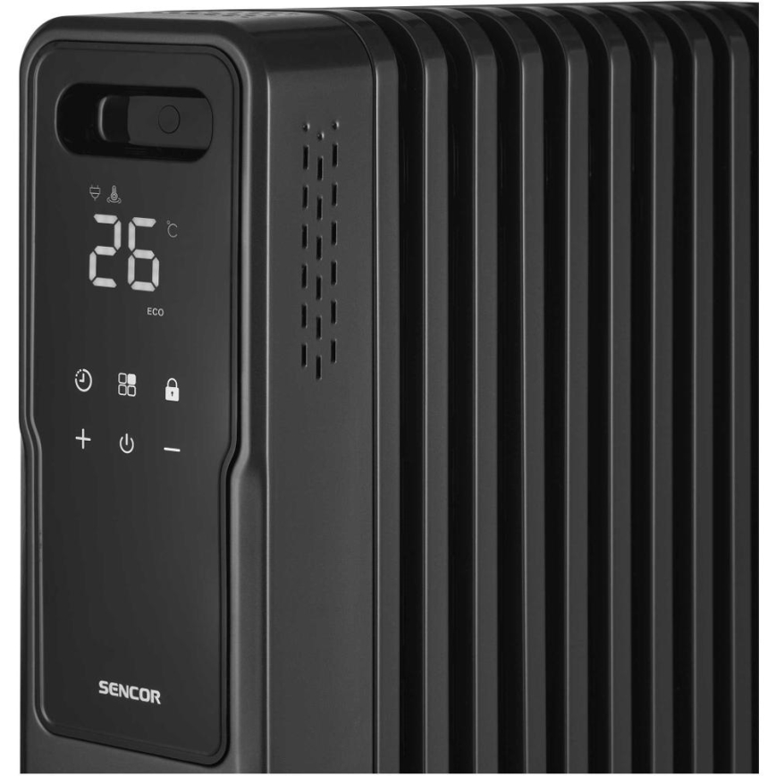 Sencor - Eļļas radiators ar 11 ribām 1000/1200/2400W/230V Wi-Fi melns