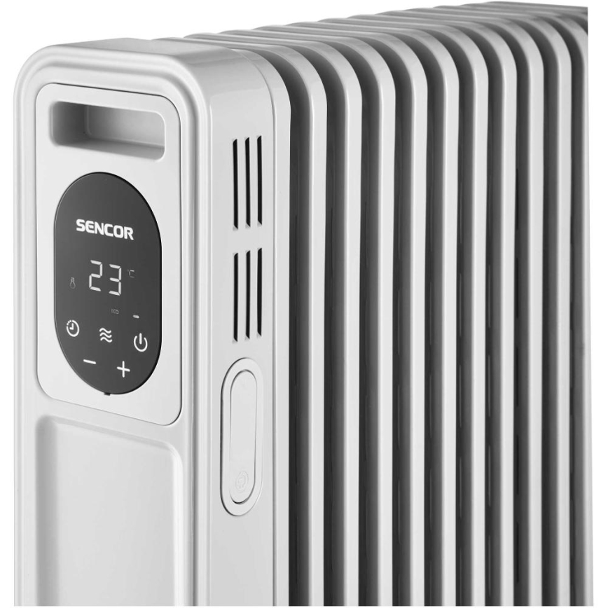Sencor - Eļļas radiators ar 13 ribām 1000/2500W/230V balts + tālvadības pults