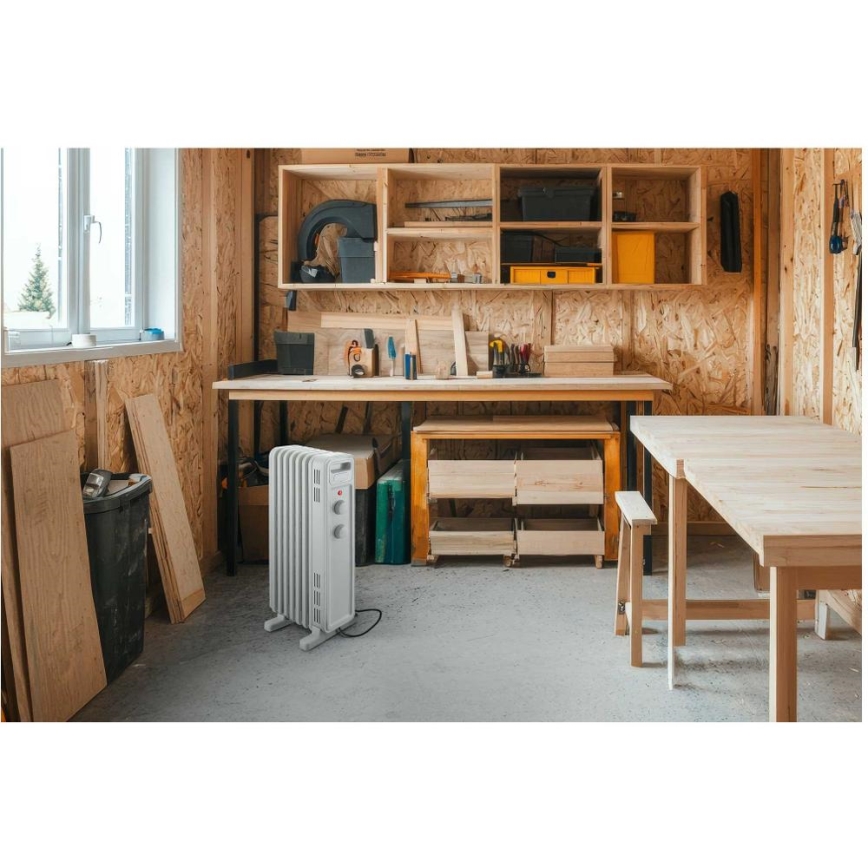 Sencor - Eļļas radiators ar 7 ribām 600/900/1500W/230V balts